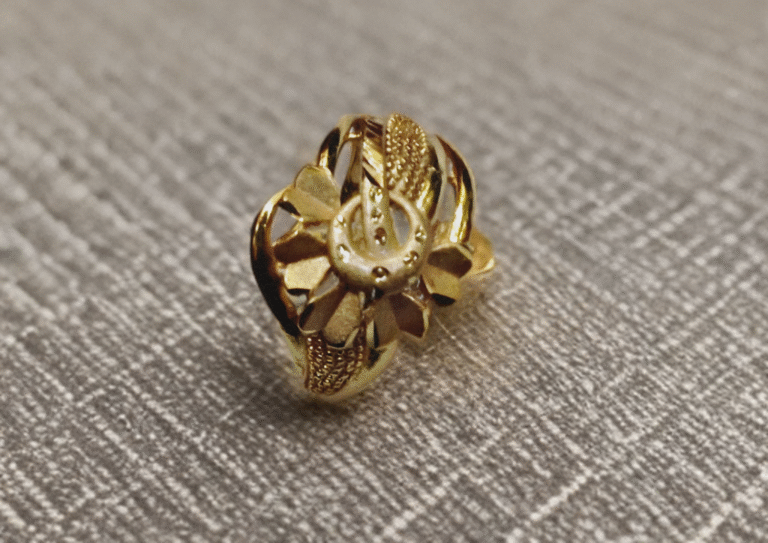 Gold-Plated Floral Horseshoe Statement Ring