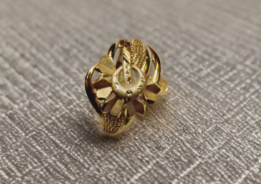Gold-Plated Floral Horseshoe Statement Ring
