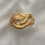 Elegant Leaf Carved Gold-Tone Ring